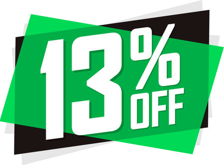 Sale 13% off banner, discount tag on transparent background, PNG