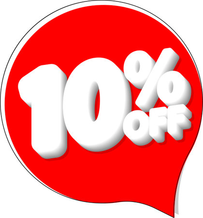 Sale 10% off banner, discount tag on transparent background, PNG