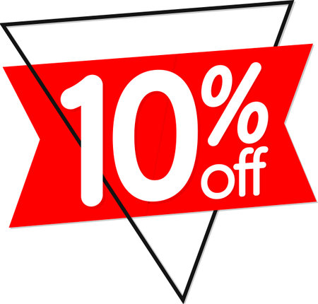 Sale 10% off banner, discount tag on transparent background, PNG