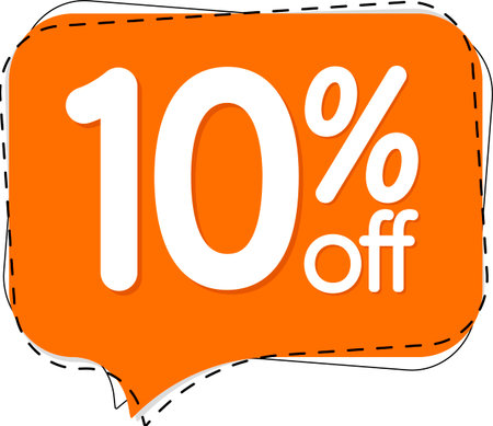 Sale 10% off banner, discount tag on transparent background, PNG