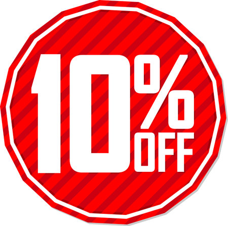 Sale 10% off banner, discount tag on transparent background, PNG