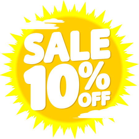 Sale 10% off banner, discount tag on transparent background, PNG