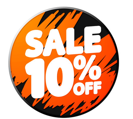 Sale 10% off banner, discount tag on transparent background, PNG