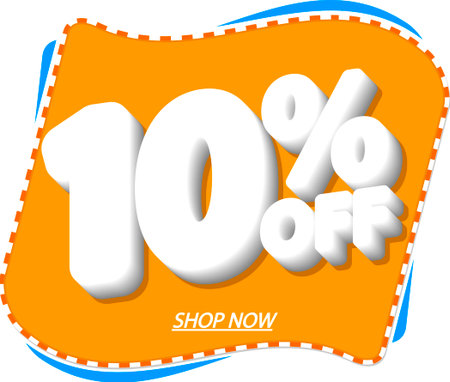 Sale 10% off banner, discount tag on transparent background, PNG