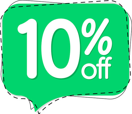 Sale 10% off banner, discount tag on transparent background, PNG
