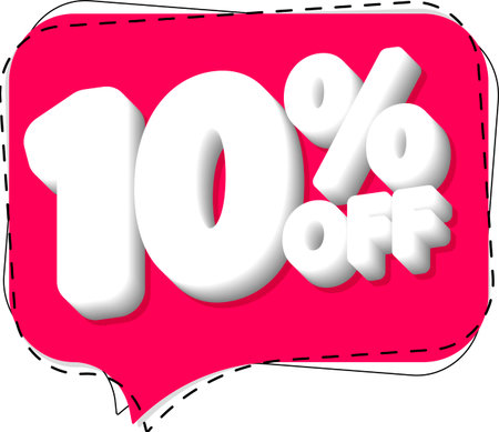 Sale 10% off banner, discount tag on transparent background, PNG
