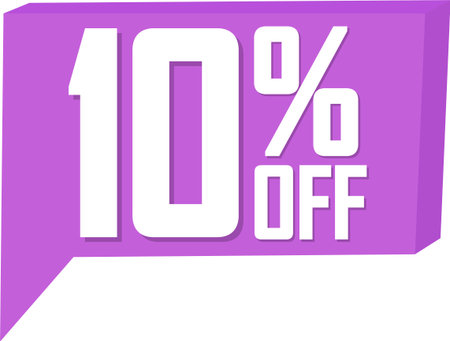Sale 10% off banner, discount tag on transparent background, PNG