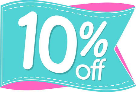 Sale 10% off banner, discount tag on transparent background, PNG