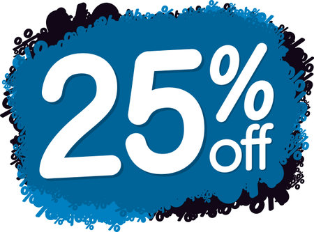 Sale 25% off banner, discount tag on transparent background, PNG