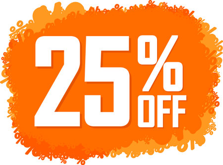 Sale 25% off banner, discount tag on transparent background, PNG