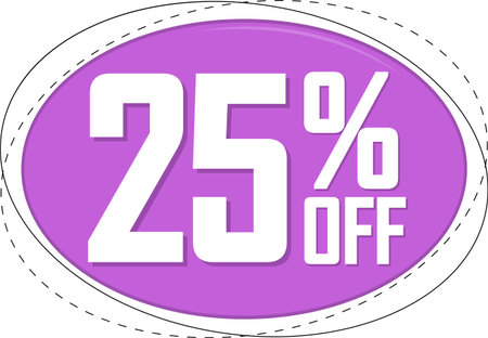 Sale 25% off banner, discount tag on transparent background, PNG