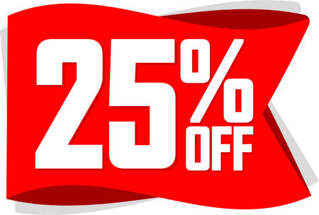 Sale 25% off banner, discount tag on transparent background, PNG