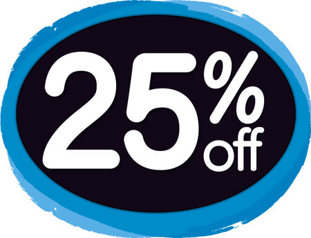 Sale 25% off banner, discount tag on transparent background, PNG