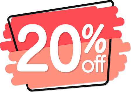 Sale 20% off banner, discount tag on transparent background, PNG