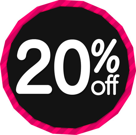 Sale 20% off banner, discount tag on transparent background, PNG