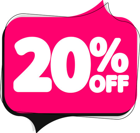 Sale 20% off banner, discount tag on transparent background, PNG