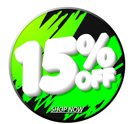 Sale 15 off, discount label and badge. PNG