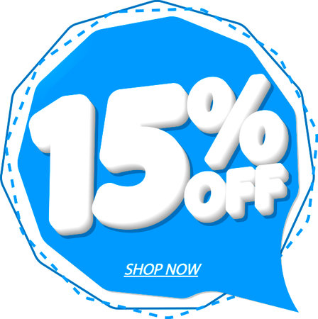 Sale 15 off, discount label and badge. PNG