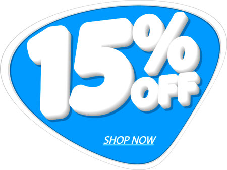 Sale 15 off, discount label and badge. PNG