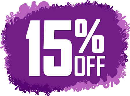 Sale 15 off, discount label and badge. PNG