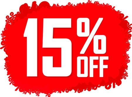 Sale 15 off, discount label and badge. PNG