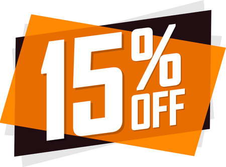 Sale 15 off, discount label and badge. PNG