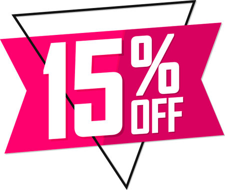 Sale 15 off, discount label and badge. PNG