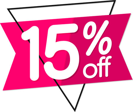 Sale 15 off, discount label and badge. PNG