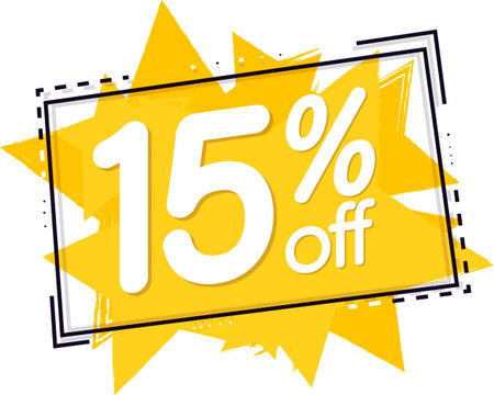 Sale 15 off, discount label and badge. PNGの写真素材