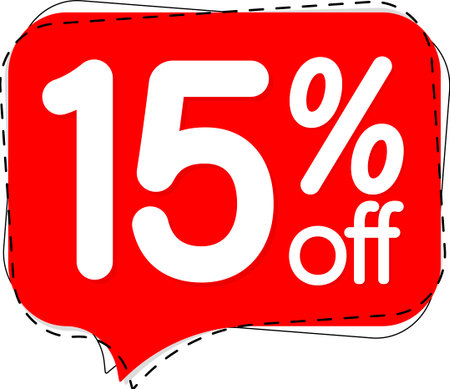 Sale 15 off, discount label and badge. PNG