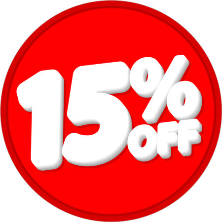Sale 15 off, discount label and badge. PNG