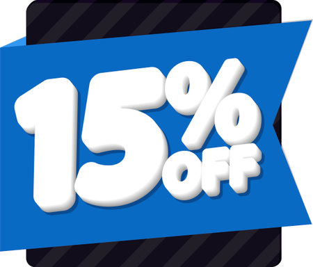 Sale 15 off, discount label and badge. PNG
