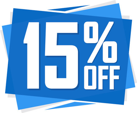 Sale 15 off, discount label and badge. PNG
