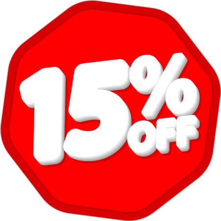 Sale 15 off, discount label and badge. PNG