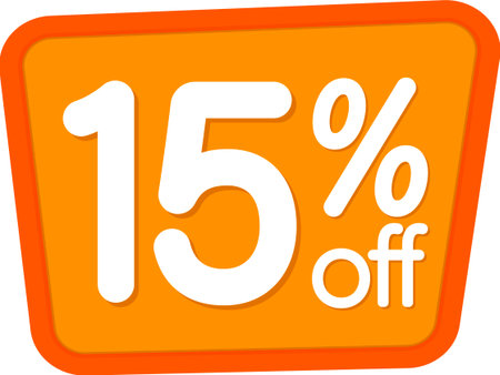 Sale 15 off, discount label and badge. PNG