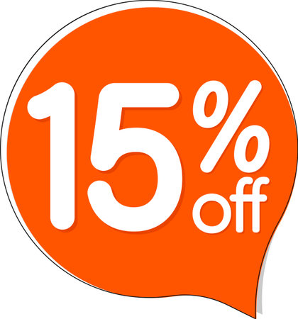Sale 15 off, discount label and badge. PNG