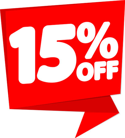 Sale 15 off, discount label and badge. PNGの写真素材