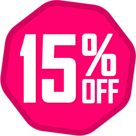 Sale 15 off, discount label and badge. PNG