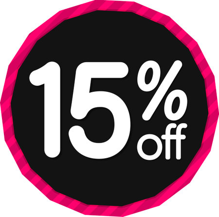 Sale 15 off, discount label and badge. PNG