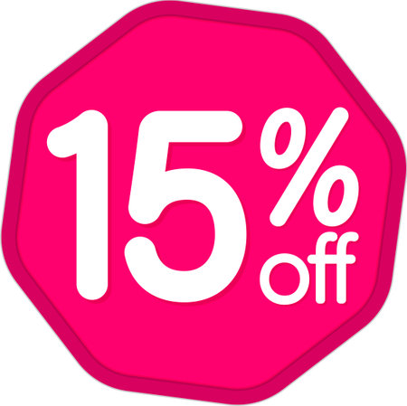 Sale 15 off, discount label and badge. PNG