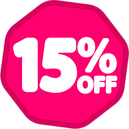 Sale 15 off, discount label and badge. PNG