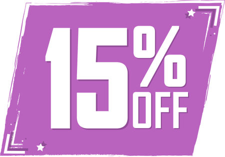 Sale 15 off, discount label and badge. PNG