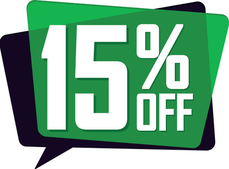 Sale 15 off, discount label and badge. PNG
