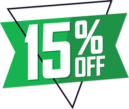 Sale 15 off, discount label and badge. PNG