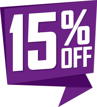 Sale 15 off, discount label and badge. PNG