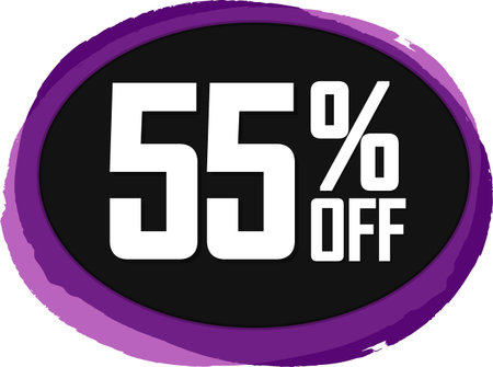 Sale 55% off, banner design template, discount tag