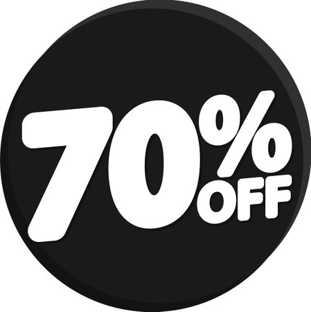 Sale 70% off banner design template, discount tag, app icon, vector illustration