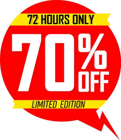 Discount 70 percent off with retail tag on white background. Vector illustration.