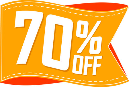 Discount 70 percent off. Vector illustration. Pink circle background.