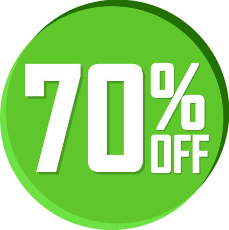 Sale 70 percent off green round flat icon. Vector illustration.